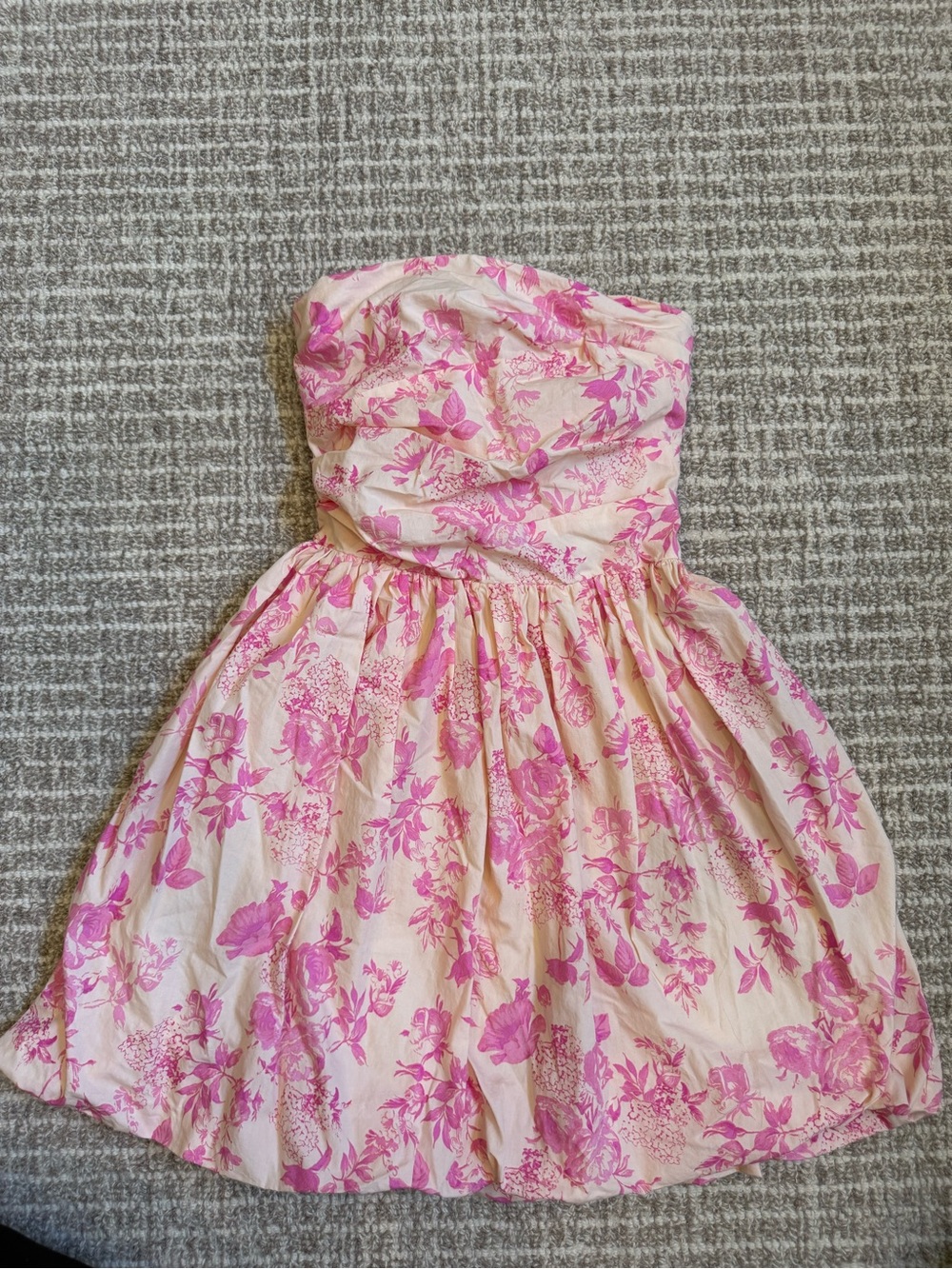 Olivaceous Pink Floral Strapless Party Dress - JUNIOR SIZE!